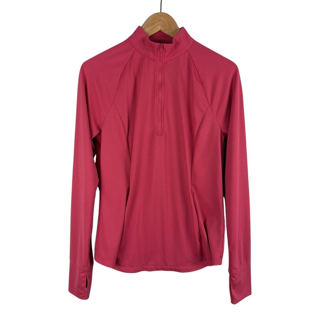 Tommy Bahama Golf Women's 1/4 Zip Textured Long Sleeve Top Pink Large Tennis EUC